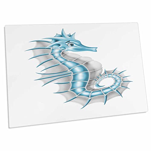 Alfombrilla de escritorio 3dRose dibujo caballito de mar azul