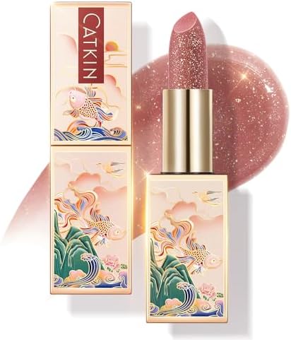 CATKIN Tinted Lip Balm Glitter Lip Stain Ultra Hydrating Lip Moistrurizer Lip Care with Vitamin E Nourishing For Cracked & Dry Lips 0.12 oz C15 Destiny - Wine Red