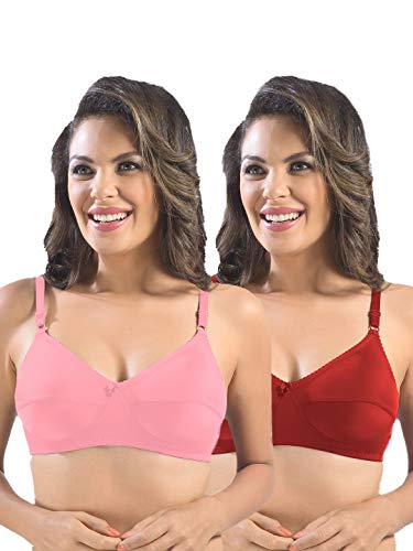 Image of SONARI Womens Cotton Everyday Bra | Non Padded, Wire Free, Comfortable Bra with Seamed Cups | Medium Coverage, Hook and Eye Closure for Everyday Wear | Adjustable Strap for a Customized Fit - Loreal