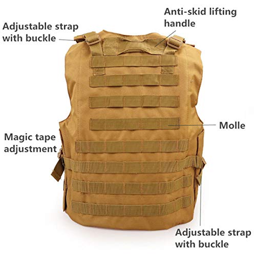 Kidybell Khaki Adjustable Airsoft Vest Lightweight Oxford Cloth Tactical Training Vest Is Suitable For Outdoor Hunting Army Fan Combat Training Airsoft And Other Outdoor Sports #TOP4