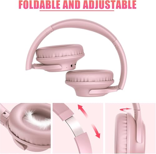 Image of KVIDIO Bluetooth Headphones Over Ear, 65 Hours Playtime Wireless Headphones with Microphone,Foldable Lightweight Headset with Bass and Stereo Sound