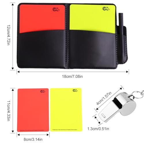 Hiacinto Karten Set - Gelbe und rote Karte Fußball Set inkl. Metall-Pfeife für Junge Schiedsrichter, das perfekte Schiedsrichter Set für Kinder