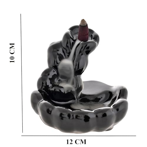 Image of Ceramic Backflow Smoke Fountain Incense Holder for Home Decor Gifts with 20 Smoke Cones by Craftam