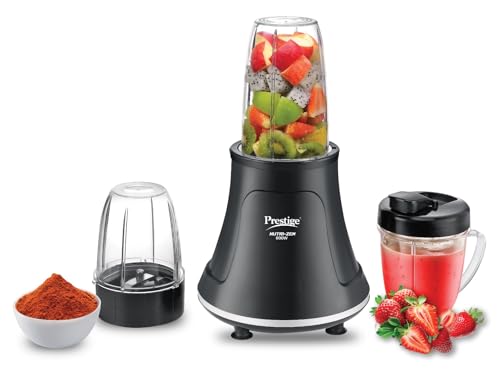 Image of Prestige Nutri-Zen Mixer Grinder with 3 Polycarbonate Jars - Big - 1000ml | Sipper with Handle - 700ml | Small - 700ml |Compact & Powerful Blender for Juices, Shakes & More