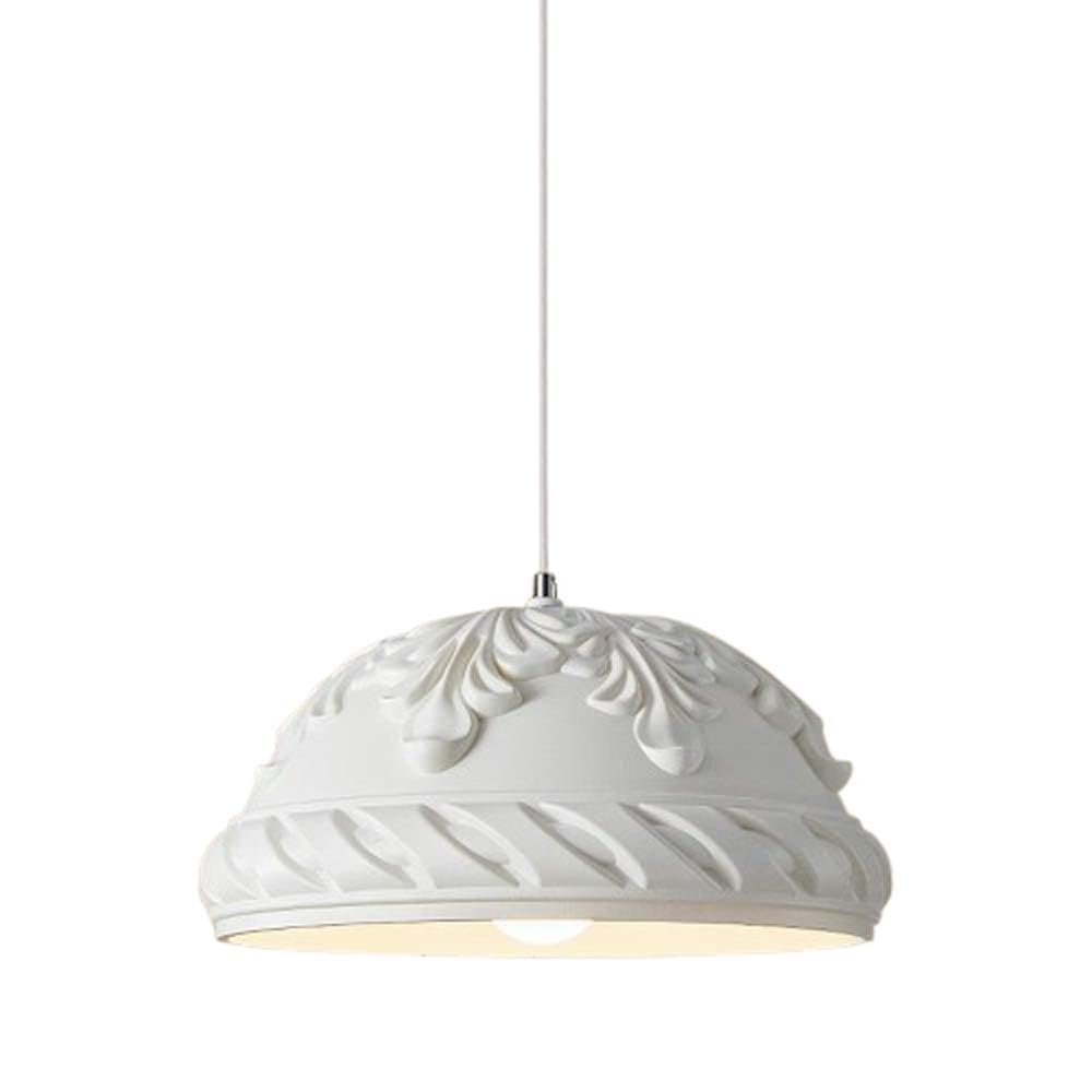 Suspension luminaire blanc de 34 cm type lustre dôme moderne