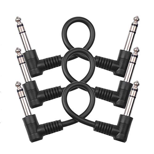 S SIENOC 3PK Gitaarpatchkabel van 18 cm (1/4 inch), met 6,35 mm rechte haakse stereo-stekkers, kabel voor elektrische… - Image 3