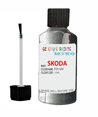 Scoobys Paints Back In The Mix Steel Gray Touch Up Paint For Skoda Yeti Lf8l 2008-2014 30Ml Bottle Brush Scratch Stone Chip Repair Pen