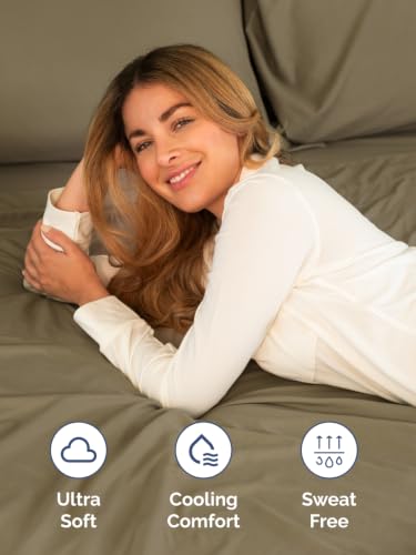 Image of Extra Deep Pocket Queen Size Sheet Set - Breathable & Cooling - Khaki