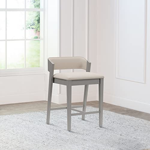 Hillsdale Dresden Wood Stool, Distressed Gray #TOP5