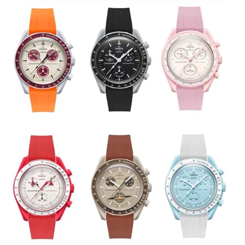 Image of Bands for MoonSwatch Watch,Curved end No Gap,Premium Silicone Rubber Watch Strap for Omega X Swatch Moonswatch Speedmaster /Rolex /SEIKO 20mm 22mm Watch Strap Replacement Band for Men Women