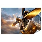islandburner Poster de qualité supérieure Hélice d'avion nostalgique Impression d'art Bureau pour les amateurs d'aviation   Standard