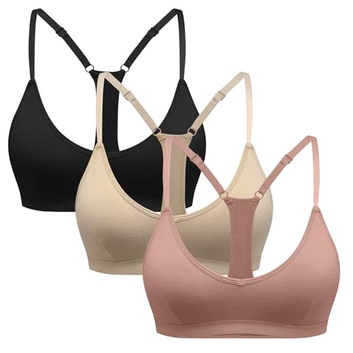 Image of INIBUD Sports Bras for Women Racerback Triangle Padded Bralette Y Back Seamless Bra No Underwire V Neck Wireless