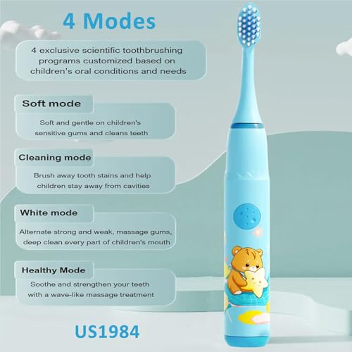 Image of Sonic Electric Toothbrush for Adults with 3 Brush Heads & 4 Cleaning Modes, Rechargeable Electric Toothbrush with 2 Minute Timer & 18000 Strokes /min with 30 days Long Battery Life (Blue, Green)