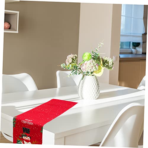 Chemin de table de Noël anti-tache en lin pour protéger la table rouge - 7
