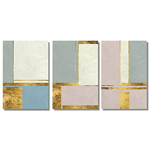 Peinture abstraite blanc et or Giclée art mural luxe triptyque en toile