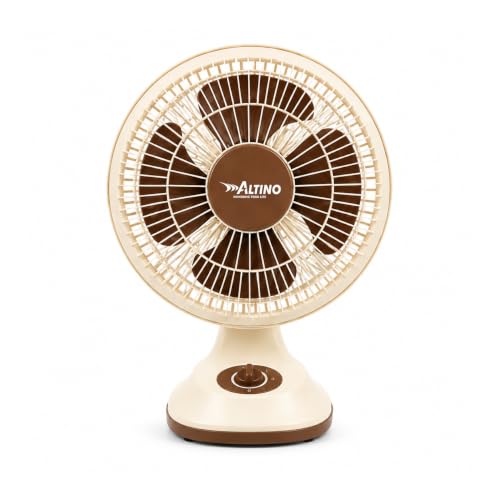 Image of Altino Premuim Powerful Oscillation Table Fan for Home & Office| High Air Delivery| Anti-Dust Decorative Star Rated Table Fan | 3 Speeds | Easy to Clean, 1 Yr Warranty (White Cream, 12 Inch)