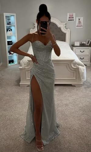 Sequin Prom Dress Sparkly Corset Dress Evening Dresses for Women with Slit2