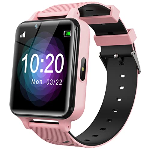 Kids Smart Watch for Girls Boys - Smart Watch for Kids Watches for 4-12 Years with 17 Puzzle Games Alarm Clock Music Player Camera Calculator Torch Children Learning Toys Teens Birthday Gifts (Pink)