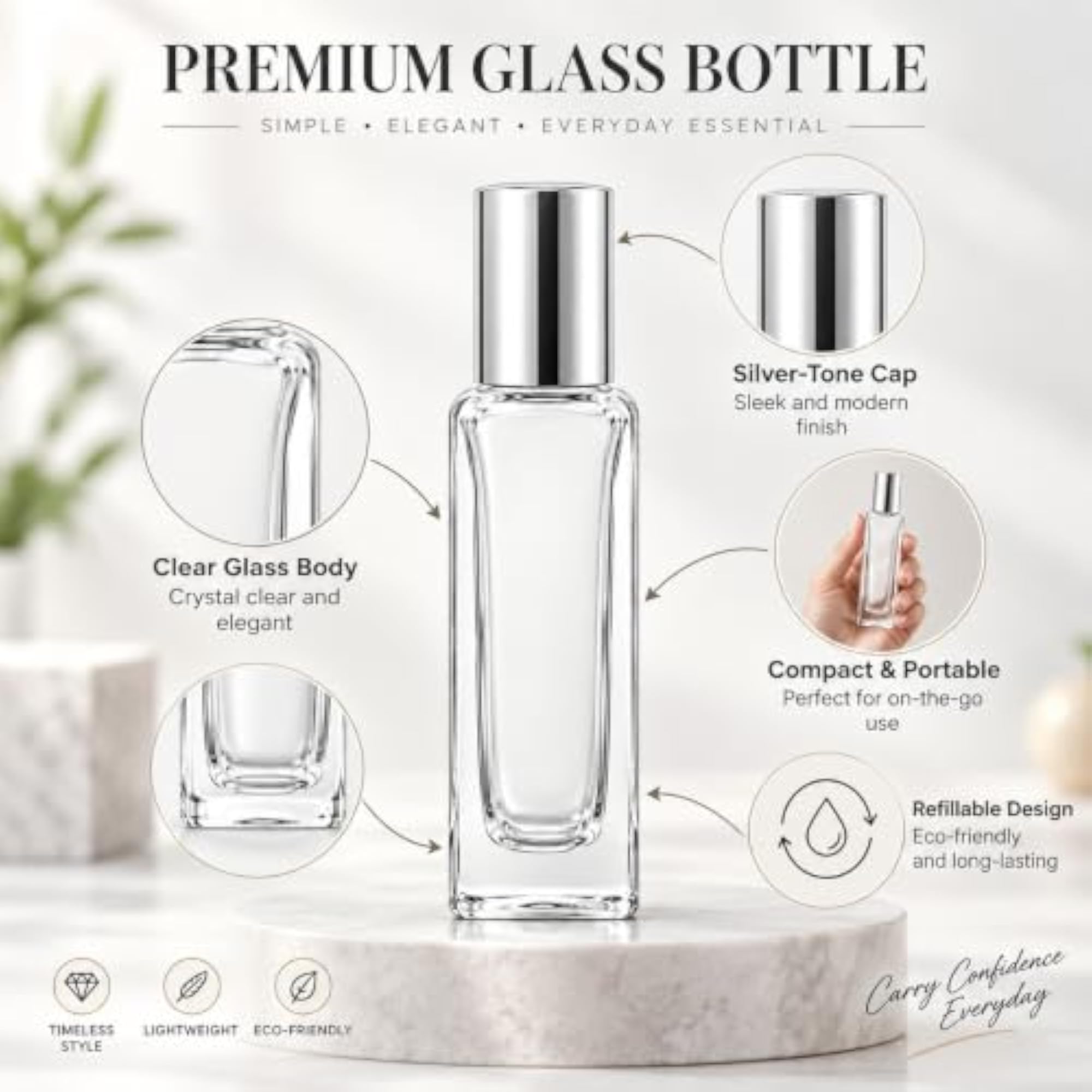 20 ml Refillable Clear Fine Mist Spray Glass Bottles With Spray Pump