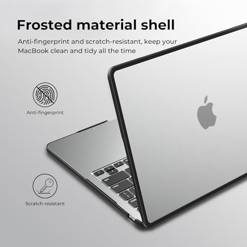 Image of BlueSwan Hard Shell Case Compatible for Apple MacBook Air 13 inch M5 2026 2025 2024 2022 M4 M3 M2,A3449 A3240 A3113 A2681,13.6 inch Matte TPU Frame Anti-Fingerprint Laptop Protective Cover-Frosted Clear