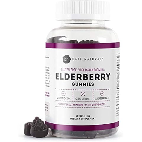 Kate Naturals Elderberry Gummies with Vitamin C and Zinc for Adults & Kids. Tasty Sambucus Elderberry Gummies for Immune Support (90 Gummies, 45 Day Supply) Cover