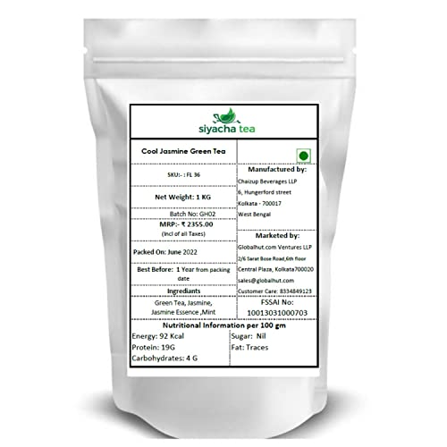 Image of Siyacha Tea Cool Jasmine Green Tea, 1 KG, For Calm Mind, With Original Jasmine Flowers, Loose Leaf, Helps Lose Weight Fast, Antioxidant Rich, Makes 500 Cups (approx)