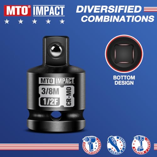 Image of MTO 2-Piece 1 /2 inch Female to 3 /8 inch Male Impact Socket Adapter Set, 1 /2 inch Drive Impact Driver Conversions for Impact Wrench, Chrome Molybdenum Alloy Steel (Pack of 2)