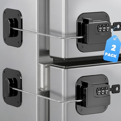 SUR-CIEL 2PCS Fridge Lock with Code Refrigerator Locks Cabinet Locks Baby Proofing Heavy Duty Combination Lock for Refrigerator Freezer Cabinets Drawers and Windows NO Drilling