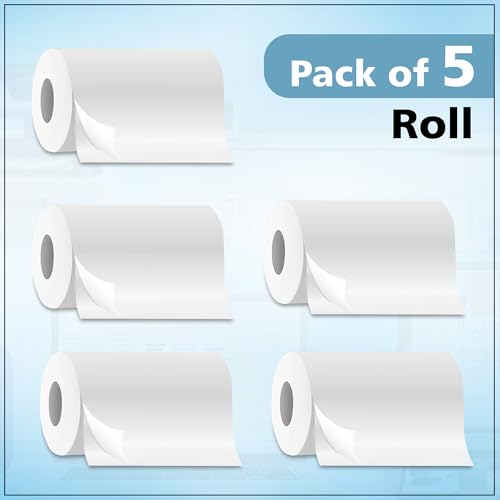 Image of GLUN Direct Thermal 5 Rolls, 57mm x 5meter Direct Thermal Paper Roll for Mini Direct Thermal Printer & POS Machine Paper Rolls for Receipt Printing