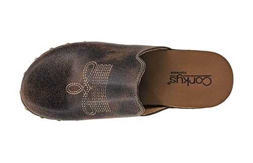 Corkys Footwear Womens Yee Haw Slip-in Wedge - Featuring a 2.5-Inch Heel, Western Stitching on The Upper, Soft EVA Insoles, and Studs Along The Outsole - Espresso Crinkle, Size 84