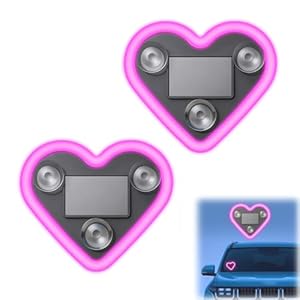 Luz ambiental LED para automóvil – Luz de neón LED en forma de corazón alimentada por energía solar, decoración impermeable IP65 para automóvil, modos conmutables, autos románticos, iluminación