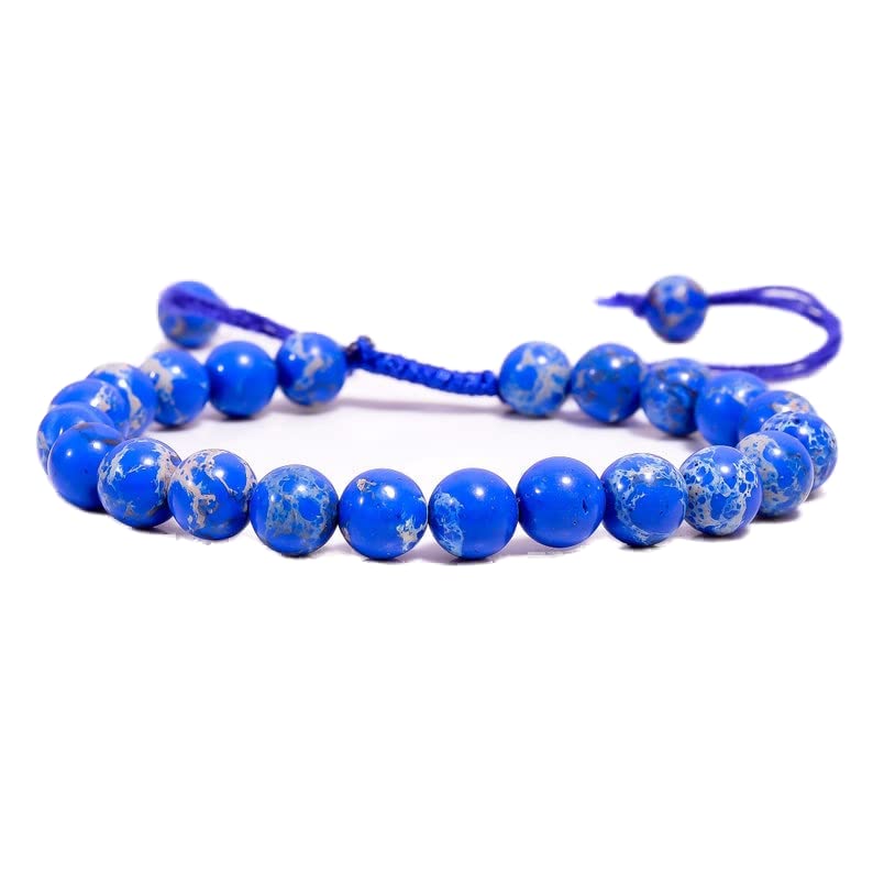 Bracelet turquoise bleue 8mm ajustable, finissez-en avec les bijoux trop serrés