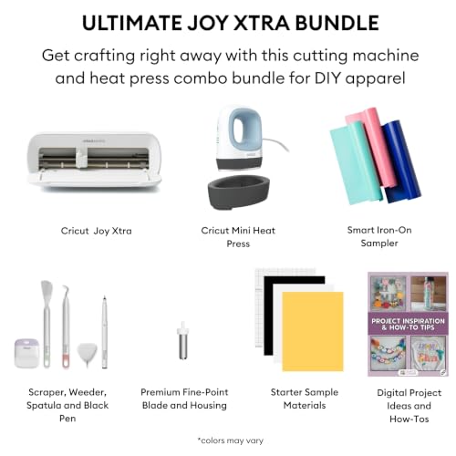 Image of Cricut Joy Xtra Cutting Machine T-Shirt Making Bundle with Mini EasyPress Heat Press - Includes Smart Iron-On Materials, Tools & Heat Transfer Vinyl Design Guides