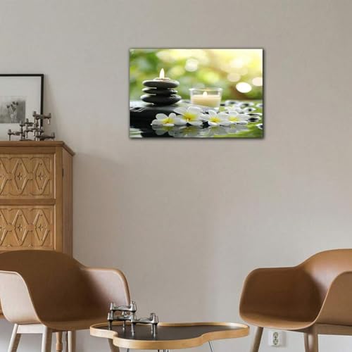 Impression sur toile zen fleur de lotus blanche 21x30 cm avec cadre interne - 3