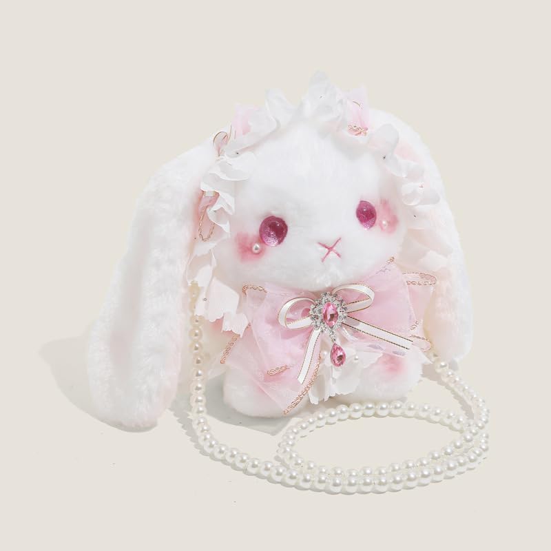 Image of Women Animal Teddy Bear Plush Backpack with Adjustable Straps (Kawaii Bunny Pink)