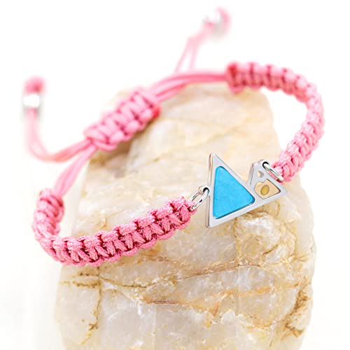 Image of Uloveido Handmade Braided Rope Bracelets with Blue Triangle Mountain Mustard Seed Charm Unisex Mountain Bracelet