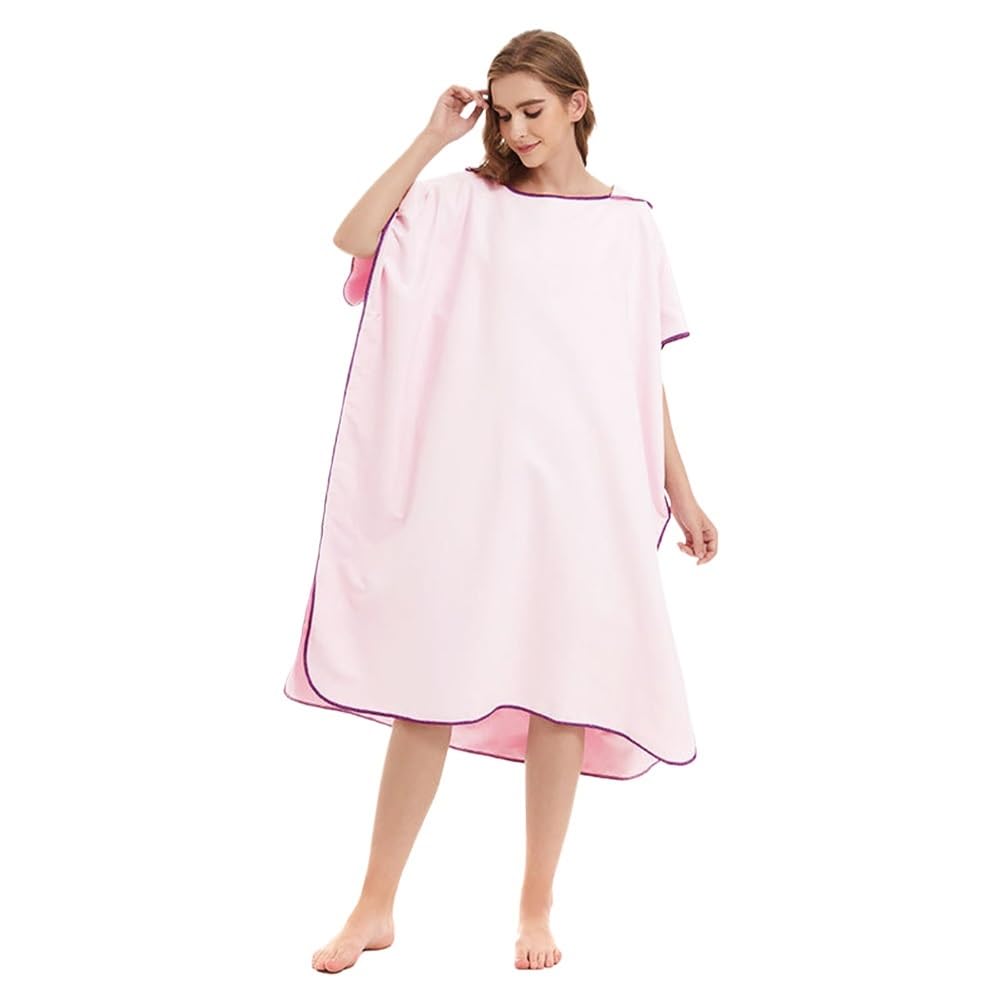 Serviette Poncho en Fibre de Polyester | Serviette poncho multicolore for le surf et la plongée(Pink)