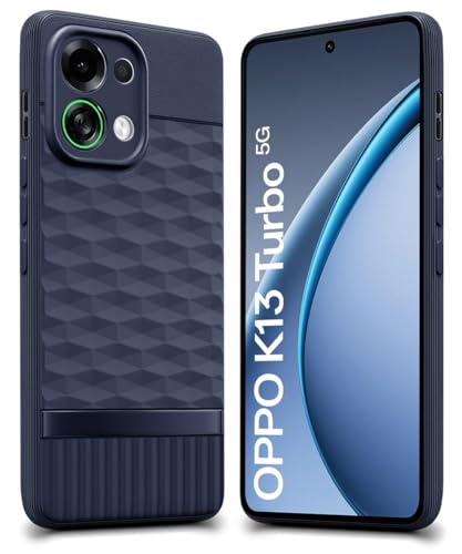 Image of WOW IMAGINE Back Cover for Oppo K13 Turbo 5G | K13 Turbo Pro 5G with Hexa Cube Design | Soft Rubberised Case | Inner Velvet Fabric | Matte Silicone Flexible Mobile Case | Camera Protection - Blue