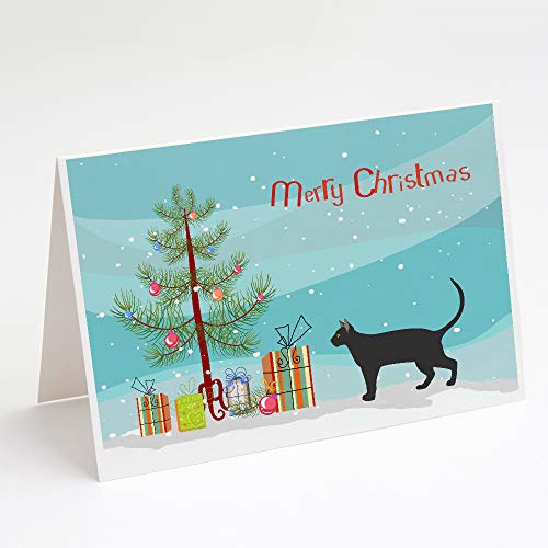 Caroline's Treasures CK4677GCA7P Pantherette Cat Merry Christmas Greeting Cards and Envelopes Pack of 8 Blank Cards with Envelopes Whimsical A7 Size 5x7 Blank Note Cards