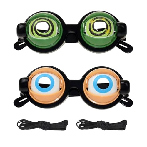 Lmnsnmst 2Pcs Kinetic Blinking Glasses Funny Prop Crazy Glasses for Makeup Parties Pranks Gag Gifts Photography Props Performances (Classic +Green Mischief)