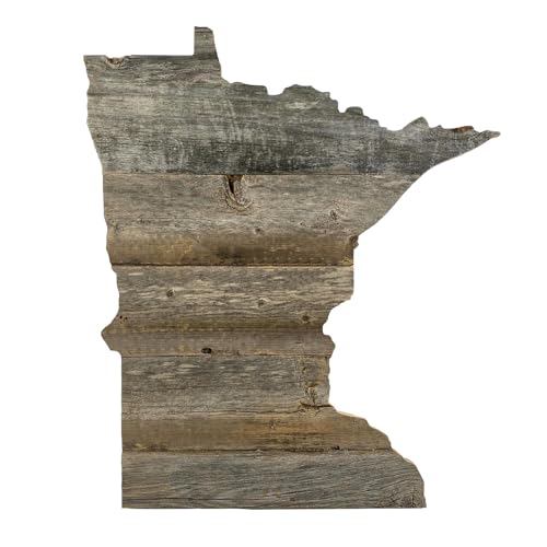 BARNWOODUSA Minnesota Rustic Farmhouse Wood State Sign Wall Home Décor MN Themed Gift for Natural Weathered Gray Reclaimed and Recycled Wood