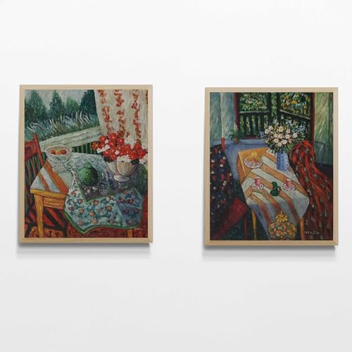 Tableau diptyque peinture à l'huile fait main en coton