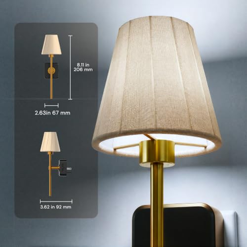 Image of L LOHAS LED Night Lights Plug into Wall, 2 Pack Pleated Fabric Cover Night Light, 5000K Daylight with 0-100LM Dimmable Night-light, Dusk to Dawn Sensor Vintage Nightlight for Bedroom Living Room