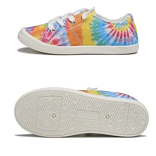 Spring 2023 New Children's Casual Canvas Shoes Foreign Trade Cloth Tie Dyed Flat Bottomed Children's Shoes Kids Chose (Yellow, 210.00)2