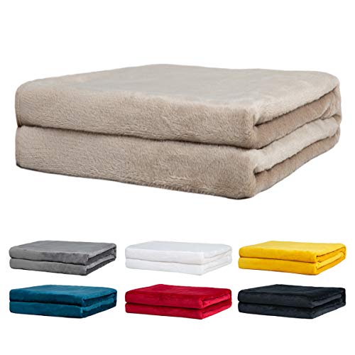 Rendiele Couvertures Polaires- Couvertures Polaires de Flanelle Super Douce - Couvertures de Couleur Unie pour Le lit et Le canapé, 125x150 cm