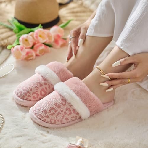 Image of GOEWY Cozy Slippers for Women Indoor and Outdoor Fuzzy House Shoes with Memory Foam Anti-Skid Sole Gifts for Women Mom Ladies