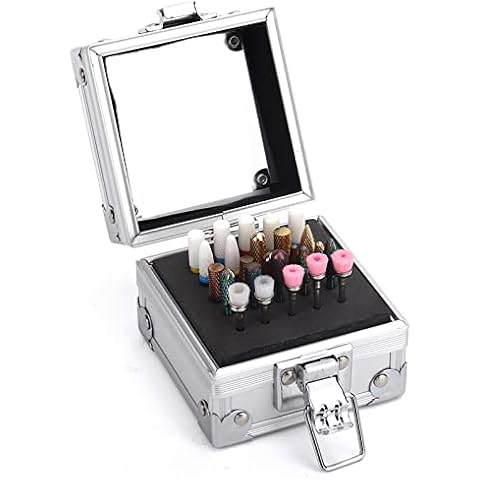 Deciniee Nail Drill Bits Holder Case,25 Holes Nail Drill Bits Storage Box Organizer Container Manicure Tools,Dustproof Stand Displayer Organizer for Beauty Salon Household(Not Include Drill Bits) Cover