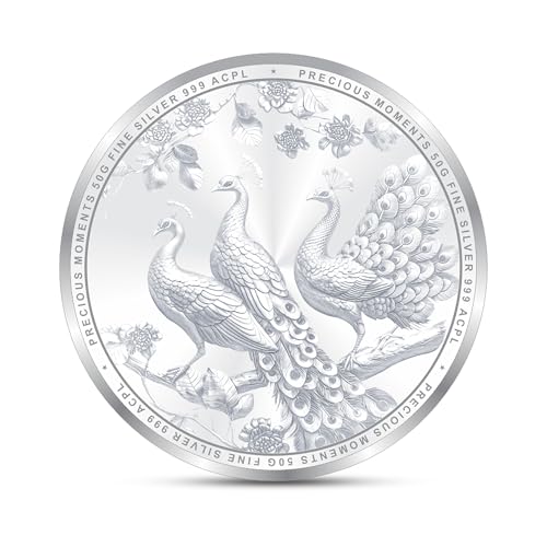 Image of Precious Moments Peacock Rangoli Silver Coin 10 Gram | 20 Gram | 50 Gram | 100 Gram BIS Hallmarked 999 Purity with Gift Box by ACPL