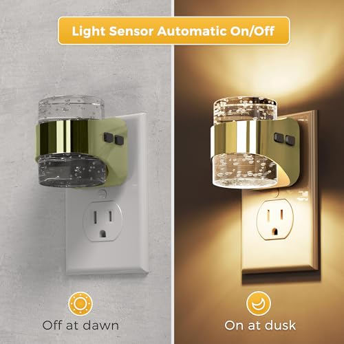 Image of L LOHAS LED 2 Pack 3CCT Night Lights Plug into Wall, 3000K /4000k /5000K Adjustable Color Temperature Night Light,Bubble Nightlight with Dusk to Dawn Sensor for Rooms Bathroom Hallway