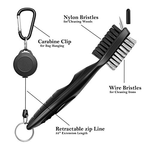 Favritt 3 Pack Golf Towel Golf Club Cleaner Set,Microfiber Fabric Waffle Pattern Towels,Heavy Duty Carabiner Clip (3Pcs) #TOP3